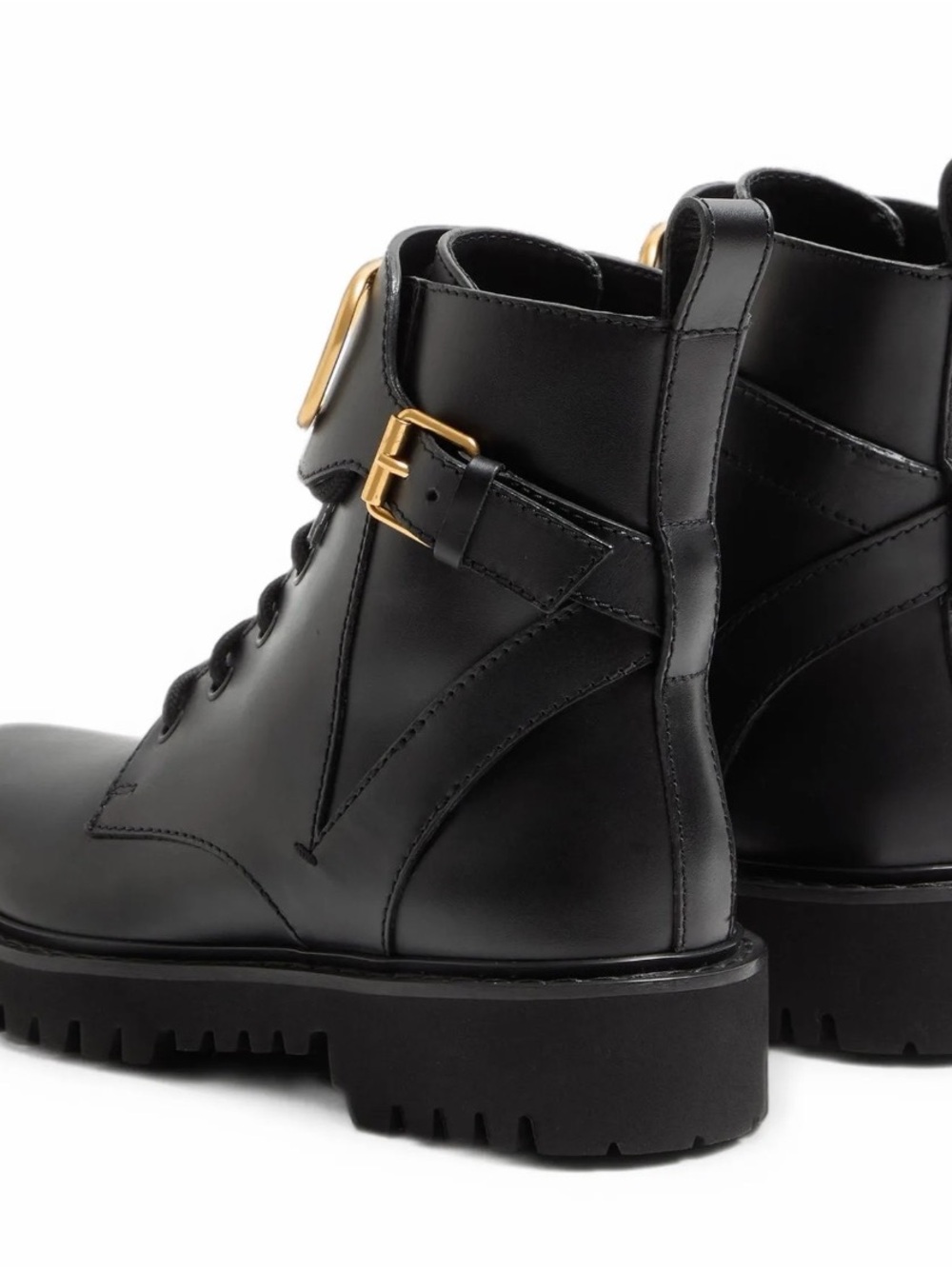 Valentino Vlogo signature Black Leather Lug-Sole Ankle Boots